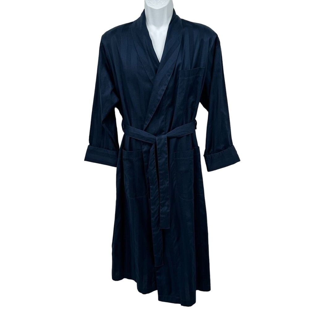 Classic Navy Shawl Collar Robe - Women's Cozy Lounge Wrap